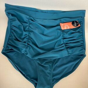 Bikini bottom by Shapermint Teal Ruched High Waist Plus size